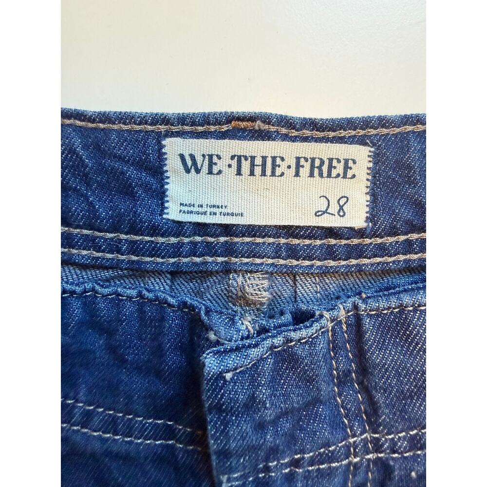 Free People Equinox Denim Trousers Size 28 Wide Leg Jeans Blue Slouchy Pleated - Picture 7 of 16
